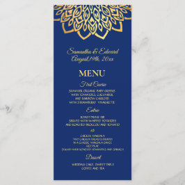 Gold Navy Blue Elegant Wedding Menu