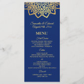 Gold Navy Blue Elegant Wedding Menu (Voorkant)