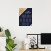 Gold Navy Blue Faux Glitter Sequin Separin Chart Poster (Thuiskantoor)