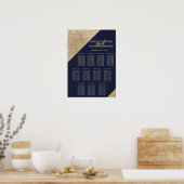Gold Navy Blue Faux Glitter Sequin Separin Chart Poster (Keuken)