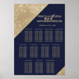 Gold Navy Blue Faux Glitter Sequin Separin Chart Poster