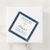 Gold Navy Blue First Heilige Communie Hartelijk da Bedankjes Labels (In situ)