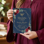 Gold Navy Blue Floral voor RN Graduates Afstuderen Kaart