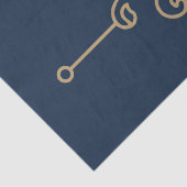  Gold & Navy Blue Flourish Monogram Luxe Tissuepapier (Detail)
