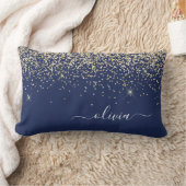 Gold Navy Blue Girly Glitter Sparkle Monogram Naam Kussen (Deken)