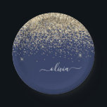 Gold Navy Blue Girly Glitter Sparkle Monogram Naam Papieren Bordje<br><div class="desc">Glitter monogram goudblauw en zeemleder Borden van de partij Initiaal. Dit maakt de perfecte liefhebbende 16 verjaardag,  bruiloft,  vrijgezellenfeest,  verjaardagsdag,  baby shower of vrijgezellenfeest voor iemand die van luxe glam en stijl houdt.</div>