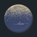 Gold Navy Blue Girly Glitter Sparkle Monogram Naam Papieren Bordje<br><div class="desc">Glitter monogram goudblauw en zeemleder Borden van de partij Initiaal. Dit maakt de perfecte liefhebbende 16 verjaardag,  bruiloft,  vrijgezellenfeest,  verjaardagsdag,  baby shower of vrijgezellenfeest voor iemand die van luxe glam en stijl houdt.</div>