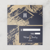 Gold Navy Blue Glitter Brushstrokes Place Cards Plaatskaartje (Buitenkant ongevouwen)