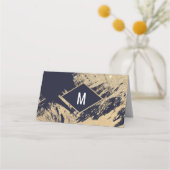 Gold Navy Blue Glitter Brushstrokes Place Cards Plaatskaartje (Achterkant)