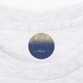 Gold Navy Blue Glitter Chic Monogram Labels (Aangebracht)