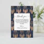 Gold Navy Blue Glitter Dream Catcher Pattern Bedankkaart (Staand voorkant)