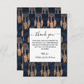 Gold Navy Blue Glitter Dream Catcher Pattern Bedankkaart (Voorkant / Achterkant)