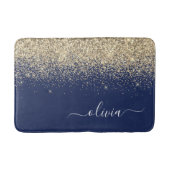 Gold Navy Blue Glitter Script Monogram Girly Name Badmat (Voorkant)