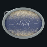 Gold Navy Blue Glitter Script Monogram Girly Name Gesp<br><div class="desc">Navy Blue and Gold Sparkle Glitter Script Monogram Name Belt Buckle. Dit maakt het perfecte afstuderen,  zoete 16 16,  18,  21,  30,  40,  50,  60,  70,  80,  90,  100 jaar,  bruiloft,  vrijgezellenfeest,  verjaardagsfeest,  baby shower of bachelorette cadeau voor iemand die van glam luxe en stijlvolle stijl houdt.</div>