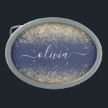 Gold Navy Blue Glitter Script Monogram Girly Name Gesp<br><div class="desc">Navy Blue and Gold Sparkle Glitter Script Monogram Name Belt Buckle. Dit maakt het perfecte afstuderen,  zoete 16 16,  18,  21,  30,  40,  50,  60,  70,  80,  90,  100 jaar,  bruiloft,  vrijgezellenfeest,  verjaardagsfeest,  baby shower of bachelorette cadeau voor iemand die van glam luxe en stijlvolle stijl houdt.</div>