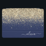Gold Navy Blue Glitter Script Monogram Girly Name iPad Pro Cover<br><div class="desc">Gold en Navy Blue Faux Folie Metallic Sparkle Glitter Script Monogram Name Laptop Hoesje. Dit maakt de perfecte liefhebbende 16 verjaardag,  bruiloft,  vrijgezellenfeest,  verjaardagsdag,  baby shower of vrijgezellenfeest voor iemand die van luxe glam en stijl houdt.</div>