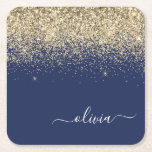 Gold Navy Blue Glitter Script Monogram Girly Name Kartonnen Onderzetters<br><div class="desc">Navy Blue and Gold Sparkle Glitter Script Monogram Name Paper Onderzetters. Dit maakt het perfecte afstuderen,  de verjaardag,  de bruiloft,  het vrijgezellenfeest,  de verjaardag,  het baby shower of het bachelorette feest cadeau voor iemand die van glam luxe en chic stijlen houdt.</div>
