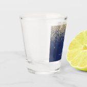 Gold Navy Blue Glitter Script Monogram Girly Name Shot Glas (Links)