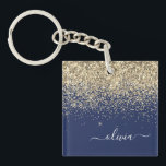Gold Navy Blue Glitter Script Monogram Girly Name Sleutelhanger<br><div class="desc">Navy Blue en Gold Faux Folie Sparkle Glitter Script Monogram Name Sleutelhanger. Dit maakt de perfecte liefhebbende 16 verjaardag,  bruiloft,  vrijgezellenfeest,  verjaardagsdag,  baby shower of vrijgezellenfeest voor iemand die van luxe glam en stijl houdt.</div>