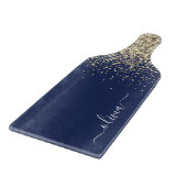 Gold Navy Blue Glitter Script Monogram Girly Name Snijplank (Hoek)