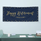 Gold & Navy Blue Happy Retirement Party-banner Spandoek (Beurs)