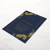 Gold Navy Blue  Lijst Wedding Real Folie Uitnodiging (Gedraaid)