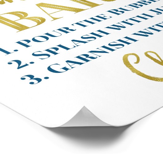Gold Navy Blue Mam-osa Bar Baby shower Poster (Hoek)