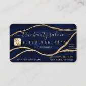 Gold Navy Blue Marble Signature Script Credit Kaar Visitekaartje (Voorkant)