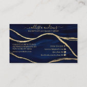 Gold Navy Blue Marble Signature Script Make-up Hai Visitekaartje (Achterkant)