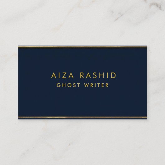Gold Navy Blue | Minimale moderne beroepsbeoefenaa Visitekaartje (Voorkant)
