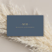 Gold Navy Blue Minimalist Elegant Monogram Initiaa Visitekaartje