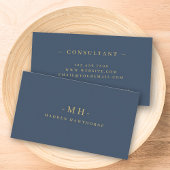 Gold Navy Blue Minimalist Elegant Monogram Initiaa Visitekaartje