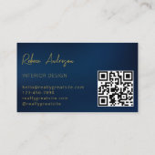 Gold Navy Blue | Minimalistische professionele QR- Visitekaartje (Achterkant)