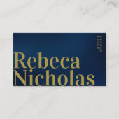 Gold Navy Blue | Minimalistische professionele QR- Visitekaartje (Voorkant)
