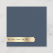 Gold Navy Blue Modern Eenvoudig Minimaal Geborstel Vierkante Visitekaartje (Voorkant)
