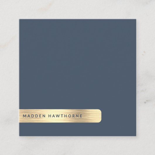 Gold Navy Blue Modern Eenvoudig Minimaal Geborstel Vierkante Visitekaartje (Voorkant)