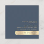 Gold Navy Blue Modern Eenvoudig Minimaal Geborstel Vierkante Visitekaartje (Achterkant)