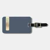 Gold Navy Blue Modern Elegant Eenvoudig Geborsteld Bagagelabel (Voorkant horizontaal)