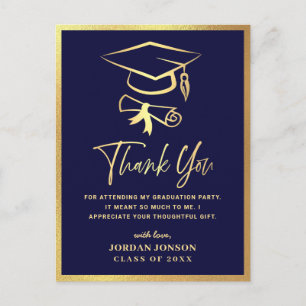 Gold Navy Blue Modern Gradun Party Briefkaart