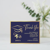 Gold Navy Blue Modern Gradun Party Briefkaart (Staand voorkant)