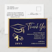 Gold Navy Blue Modern Gradun Party Briefkaart (Voorkant / Achterkant)