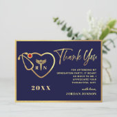Gold Navy Blue Modern Nursing School Afstuderen Bedankkaart (Staand voorkant)