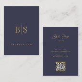 Gold Navy Blue Modern Professional Visitekaartje (Voorkant / Achterkant)