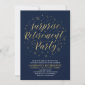Gold & Navy Blue Modern Surtirement Party Kaart (Voorkant)