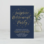 Gold & Navy Blue Modern Surtirement Party Kaart (Staand voorkant)