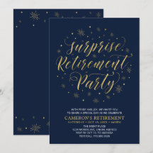 Gold & Navy Blue Modern Surtirement Party