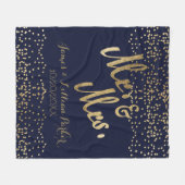 Gold Navy Blue Mr. en Mrs Monogram Wedding Fleece Deken (Voorkant (Horizontaal))