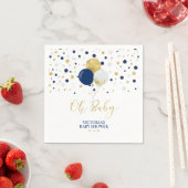 Gold & Navy Blue Oh Baby Napkins Baby shower Servet (Insitu)