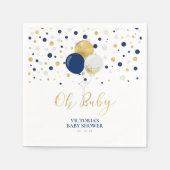 Gold & Navy Blue Oh Baby Napkins Baby shower Servet (Voorkant)