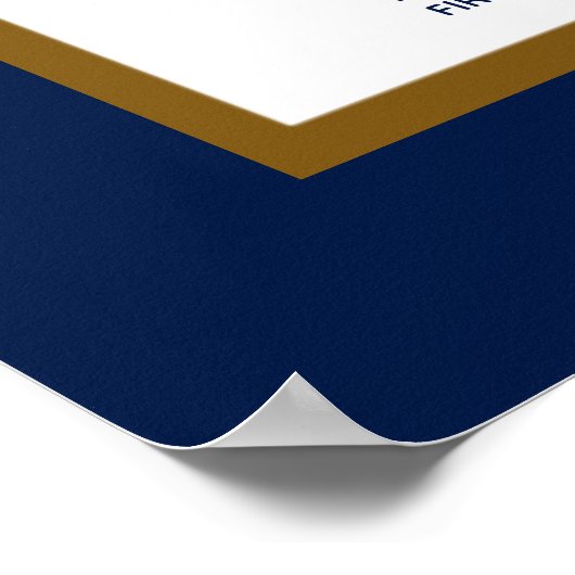 Gold Navy Blue Palm Tropical Wedding Seating Chart Poster (Hoek)